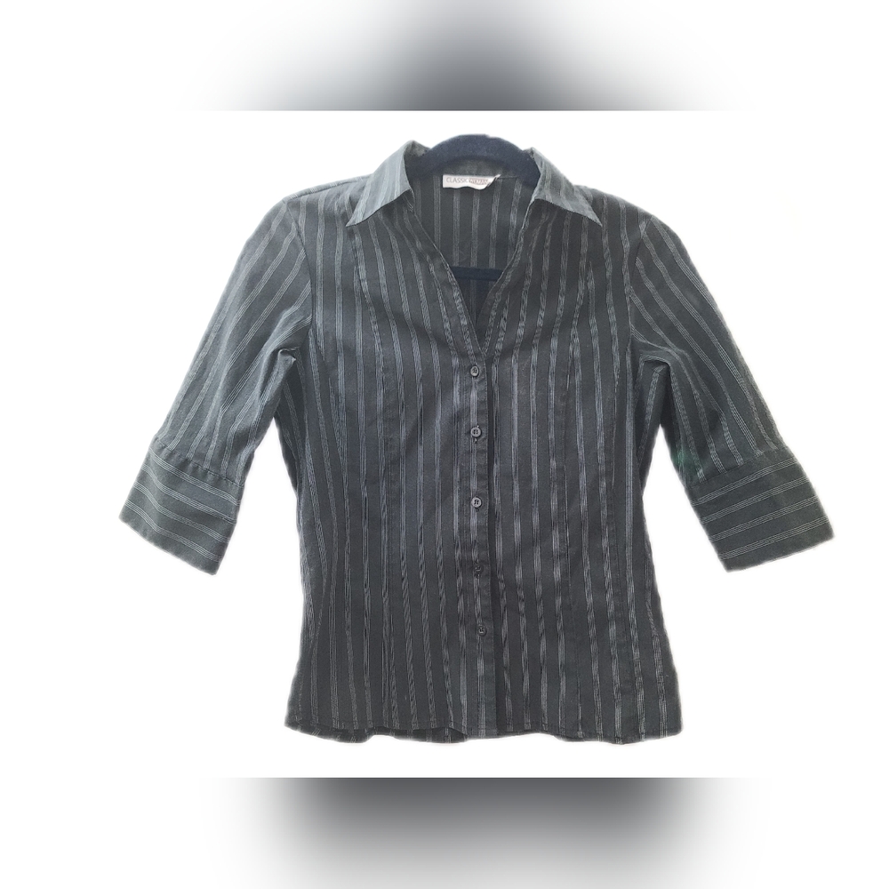 Classic Woman 3/4 Sleeve Fitted Dress Shirt